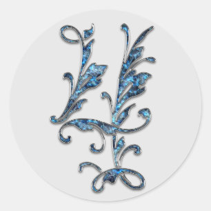 Pegatina Redonda pegatinas del monograma número 4