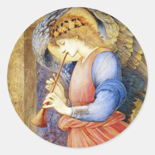 Pegatina Redonda Pegatinas del navidad Angel Edward Burne-Jones