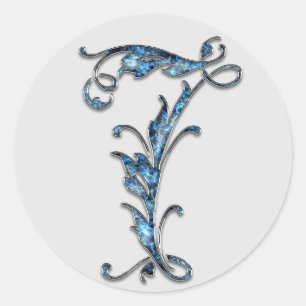 Pegatina Redonda pegatinas del número 7 del monograma