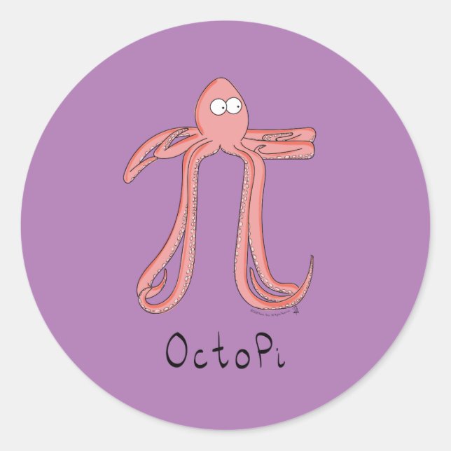 Pegatina Redonda Pegatinas del Octopus Cute Math Pi Day (Anverso)