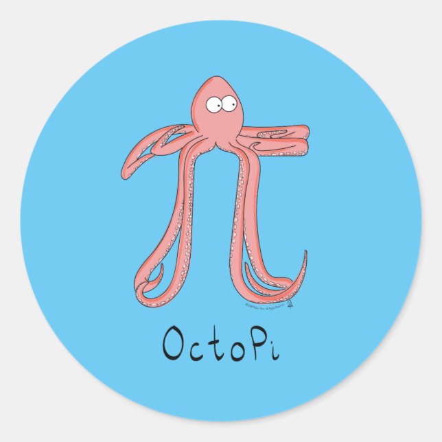 Pegatina Redonda Pegatinas del Octopus Cute Math Pi Day (Anverso)
