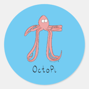 Pegatina Redonda Pegatinas del Octopus Cute Math Pi Day