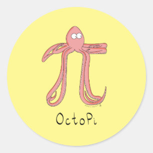 Pegatina Redonda Pegatinas del Octopus Cute Math Pi Day