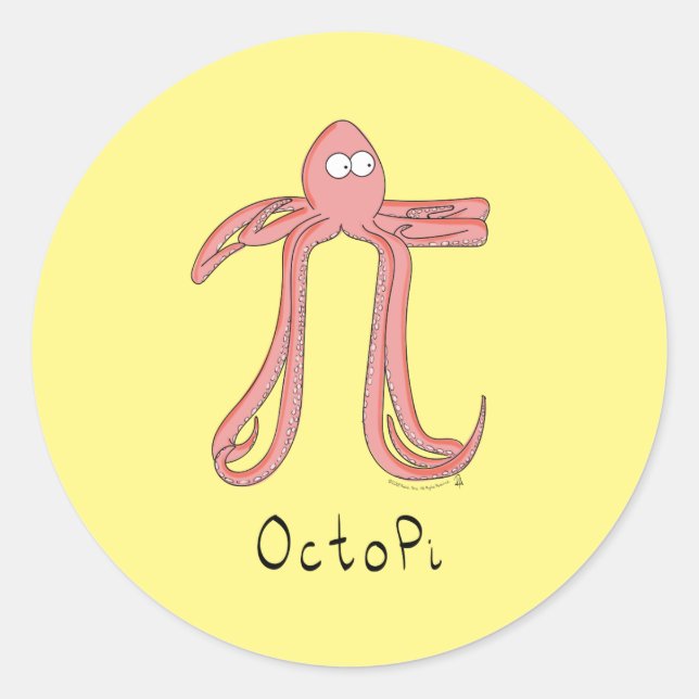 Pegatina Redonda Pegatinas del Octopus Cute Math Pi Day (Anverso)