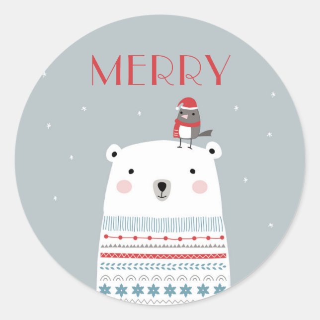 Pegatina Redonda Pegatinas del Oso Polar (Anverso)