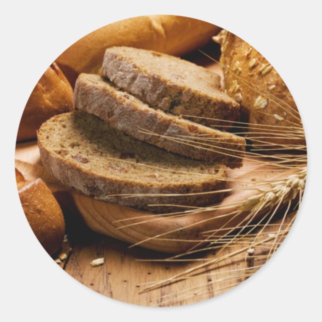 Pegatina Redonda Pegatinas del pan y el trigo (Anverso)