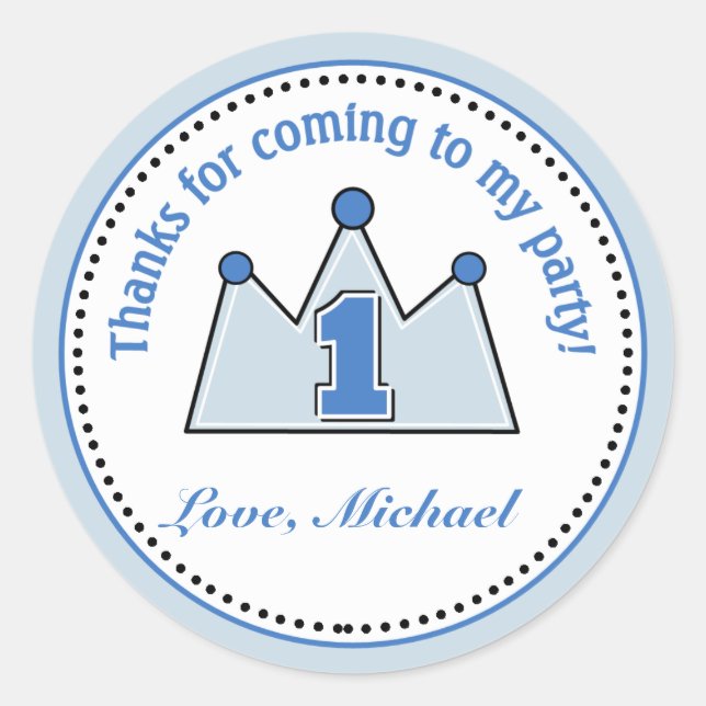 Pegatina Redonda Pegatinas del Partido del Cumpleaños del Príncipe (Anverso)