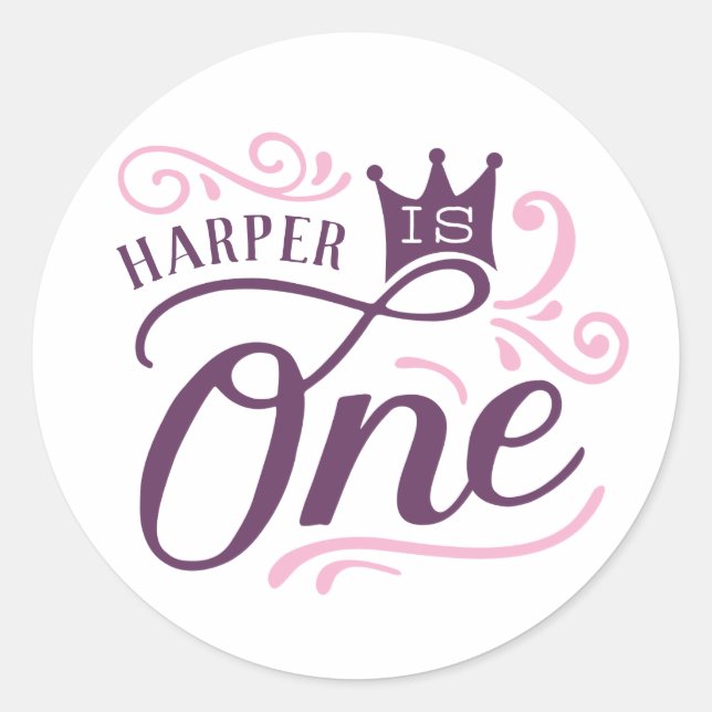 Pegatina Redonda Pegatinas del Partido del Primer Cumpleaños de la  (Anverso)