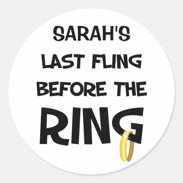 Pegatina Redonda pegatinas del partido personalizado Bachelorette (Anverso)