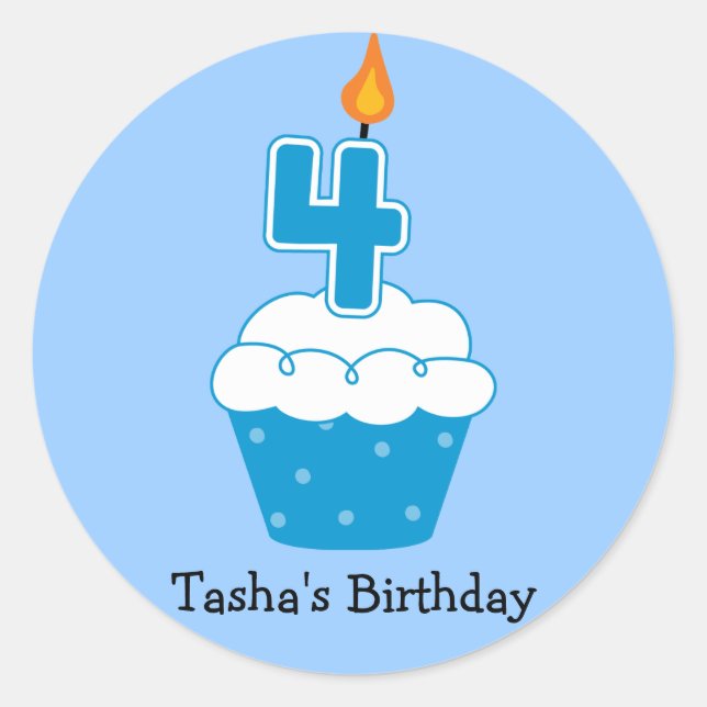 Pegatina Redonda Pegatinas del pastel de cumpleaños personalizado (Anverso)
