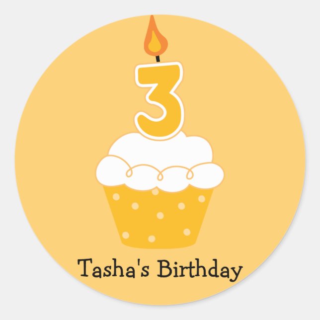 Pegatina Redonda Pegatinas del pastel de cumpleaños personalizado (Anverso)