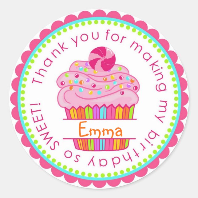 Pegatina Redonda Pegatinas del pastel de sorpresas de Candy (Anverso)