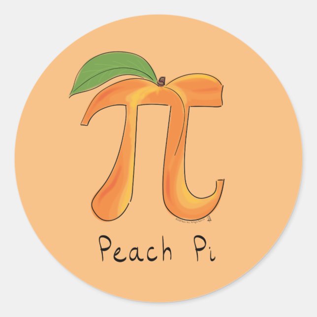 Pegatina Redonda Pegatinas del Peach Pi Cute Math Pi Day (Anverso)