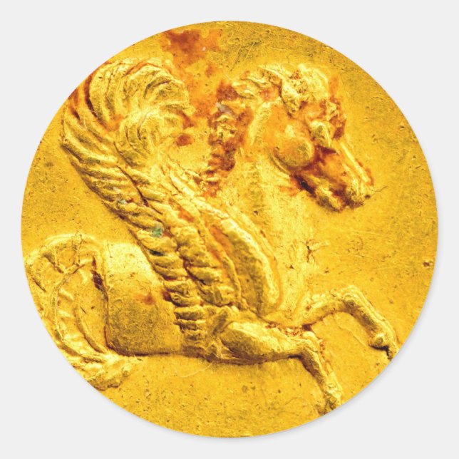 Pegatina Redonda Pegatinas del Pegasus Gold Coin (Anverso)