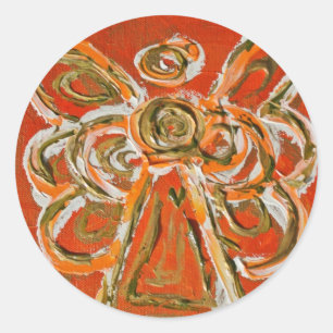 Pegatina Redonda Pegatinas del Personalizado Ángel Naranja de Guard