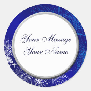 Pegatina Redonda Pegatinas del Personalizado Blue White Holiday