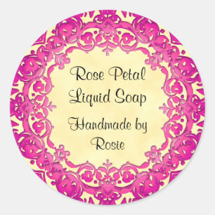 Pegatina Redonda Pegatinas del Personalizado de arte rosa añejo Cra