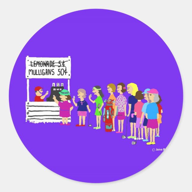 Pegatina Redonda Pegatinas del Personalizado de golf Lady Mulligan (Anverso)