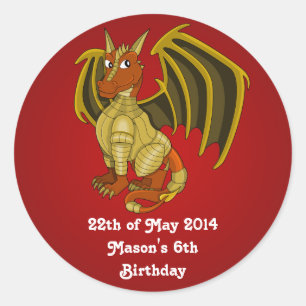 Pegatina Redonda Pegatinas del personalizado del dragón guerrero