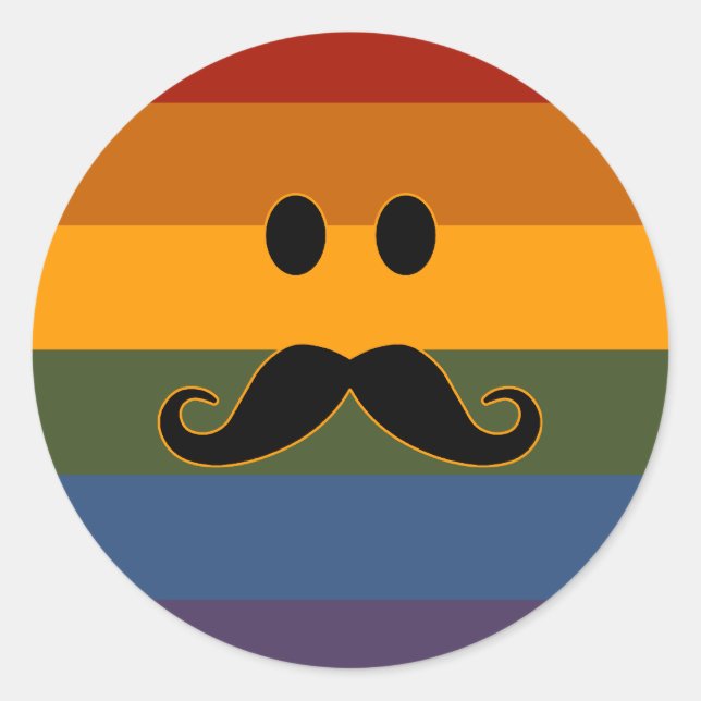 Pegatina Redonda Pegatinas del personalizado del Orgullo Mustache (Anverso)