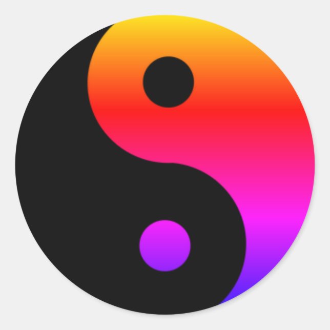 Pegatina Redonda Pegatinas del personalizado Yin Yang (Anverso)