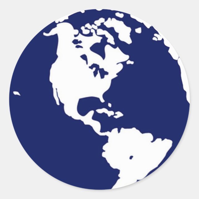 Pegatina Redonda Pegatinas del planeta Tierra en azul y blanco (Anverso)