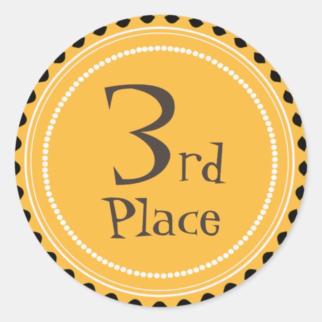 Pegatina Redonda Pegatinas del Premio Amarillo del Tercer Lugar del (Anverso)