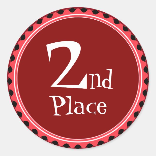 Pegatina Redonda Pegatinas del Premio Red Second Place (Anverso)