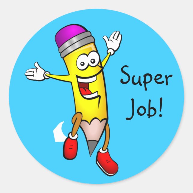 Pegatina Redonda Pegatinas del Premio Teacher a lápiz (Anverso)