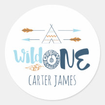 Pegatinas del primer cumpleaños de Wild One Boy