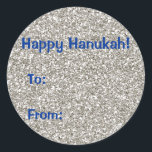 Pegatina Redonda Pegatinas del Purpurina de plata Hanukkah Gift<br><div class="desc">¿Preguntas? Regella@Rocketmail.com</div>