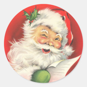 Pegatina Redonda Pegatinas del Retro Santa Claus