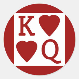 Pegatina Redonda Pegatinas del Rey y la Reina del Corazón