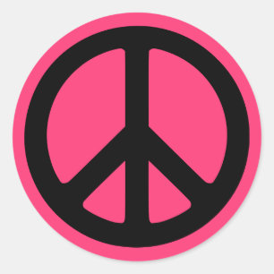 Pegatina Redonda Pegatinas del Símbolo de Paz Rosa