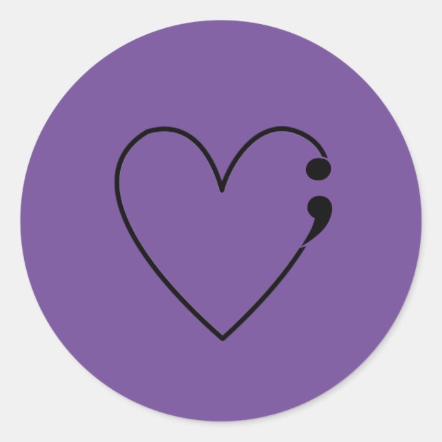 Pegatina Redonda Pegatinas del Suicidio Semicolon Heart (Anverso)