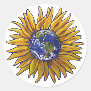 Pegatina Redonda Pegatinas del Sunflower Earth