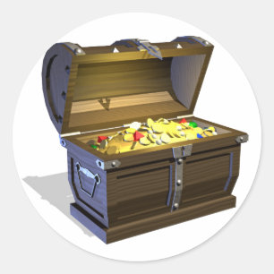 Pegatina Redonda Pegatinas del Tesoro Chest