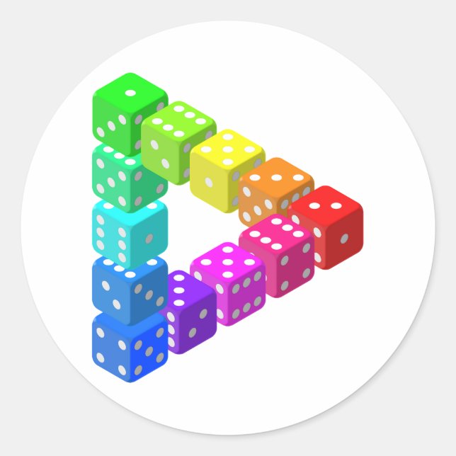Pegatina Redonda Pegatinas del triángulo de dados (Anverso)