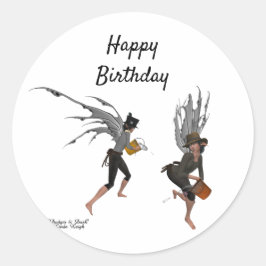 Pegatina Redonda Pegatinas del Twin Boy Rain Faeries