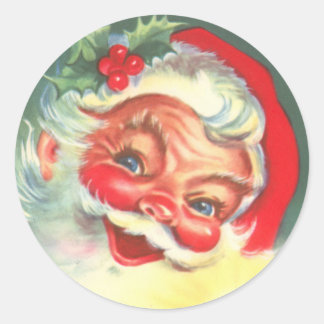 Pegatina Redonda pegatinas del Viejo Santa Claus de los años 1940