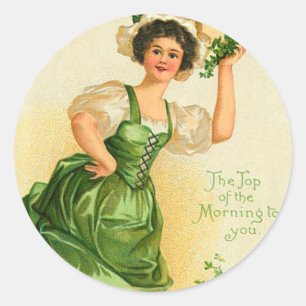 Pegatina Redonda Pegatinas del Vintage St. Patrick's Day