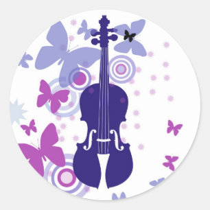 Pegatina Redonda Pegatinas del violín Flutter Fiddle