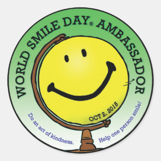 Pegatina Redonda Pegatinas del World Smile Day® 2015 Ambassador