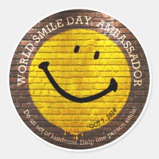Pegatina Redonda Pegatinas del World Smile Day® 2016