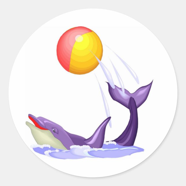 Pegatina Redonda Pegatinas delfines (Anverso)