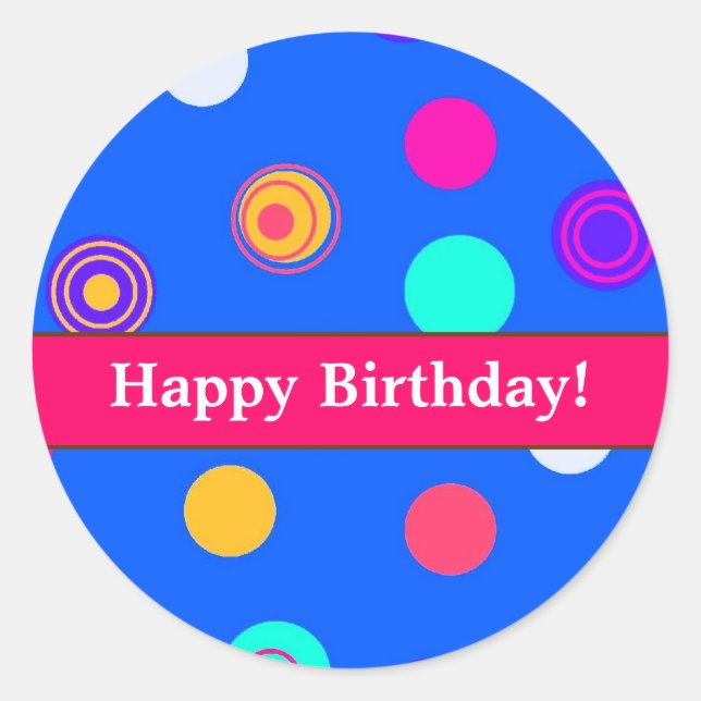 Pegatina Redonda Pegatinas divertidos de cumpleaños para sellar inv (Anverso)