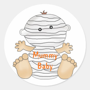 Pegatina Redonda Pegatinas divertidos de Halloween Mummy Baby