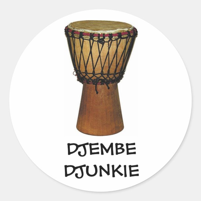 Pegatina Redonda Pegatinas DJEMBE DJUNKIE (Anverso)