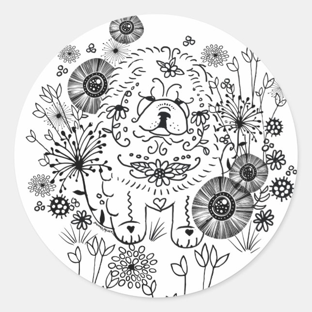 Pegatina Redonda PEGATINAS DOODLE GARDEN Chow (Anverso)