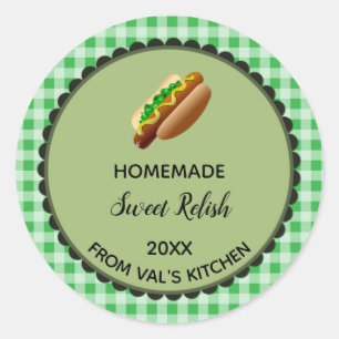 Pegatina Redonda Pegatinas editables Green Gingham Sweet Relish Lab